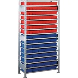 Schulte Steckregal H2000xB1000xT400mm Grundregal 16 Böden 70xL 400mm rot/40xL 400mm blau