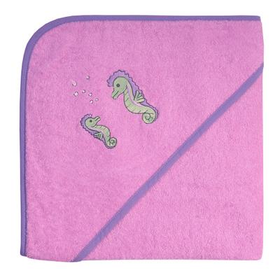 Kapuzenhandtuch WÖRNER "Seepferdchen", lila (hellflieder), B:100cm L:100cm, Frottee, Frottee, Handtücher, mit Kapuze, maschinenwaschbar, trocknergeeignet