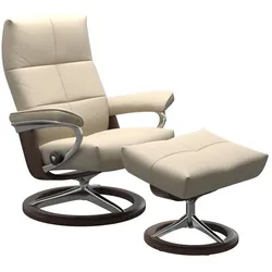 Stressless Sessel mit Hocker David Signature Leder Beige Batick Cream L (Large)