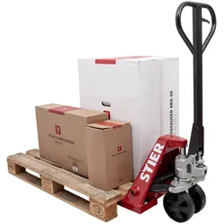Stier, Fördertechnik, Gabelhubwagen Tragkraft 2500kg Gabellänge 800mm Nylon-Reifen
