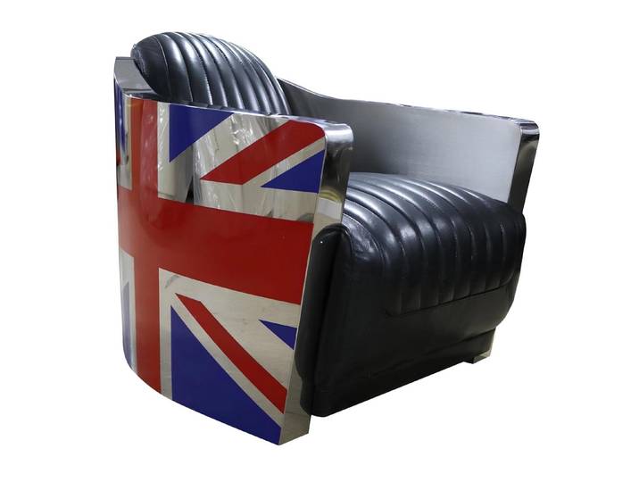 Xlmoebel Sessel Echtleder Vintage Sessel im Union Jack Design Rocket Cigar (Sessel), Hergestellt in Europa
