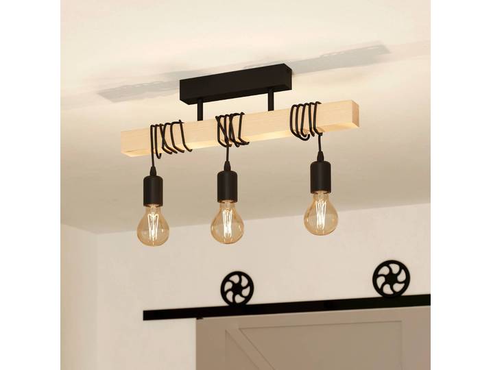 Plafondlamp Townshend, dimbaar, hout licht, Woon-/ Eetkamer, Hout, Vintage, plafondlamp hout