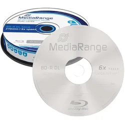 MediaRange Blu-ray Rohling BD-R Dual Layer, 10er-Spindel (10x), Optischer Datenträger