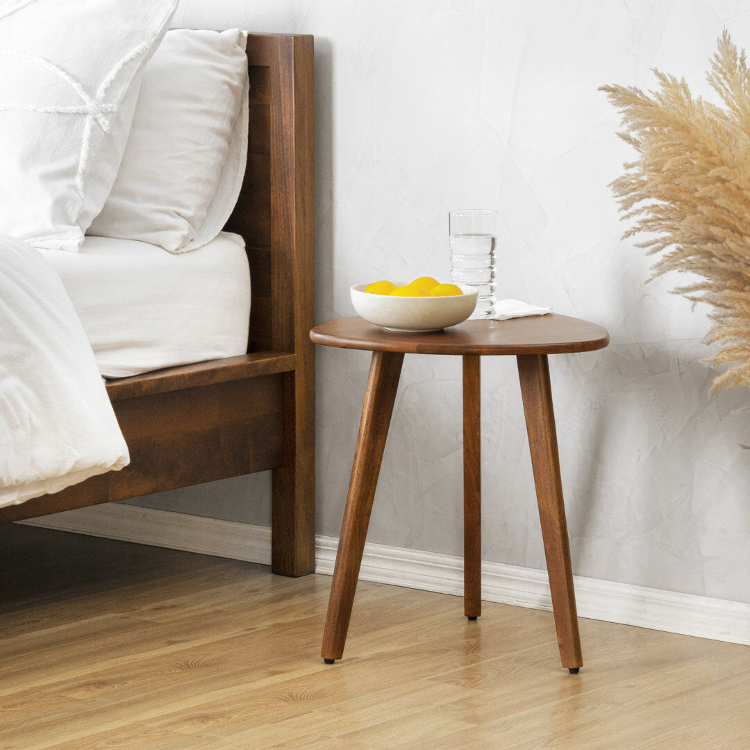 Wade Logan Alea Solid Wood Side Table Walnut 45.75cm H X 40.75cm W X 40.75cm D
