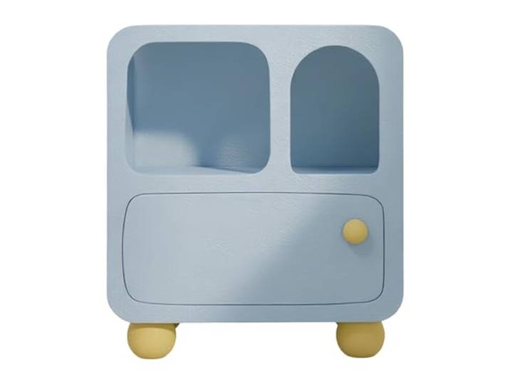 Nachttische Nachttisch, 1 Schublade, 2 offene Regale, kugelförmige Beine Aufbewahrung im Schlafzimmer(Blue)