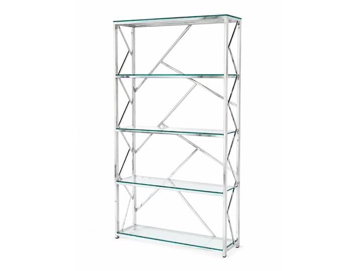 Bibliothèque Geomag Chrome 4 Étagères En Verre Transparent