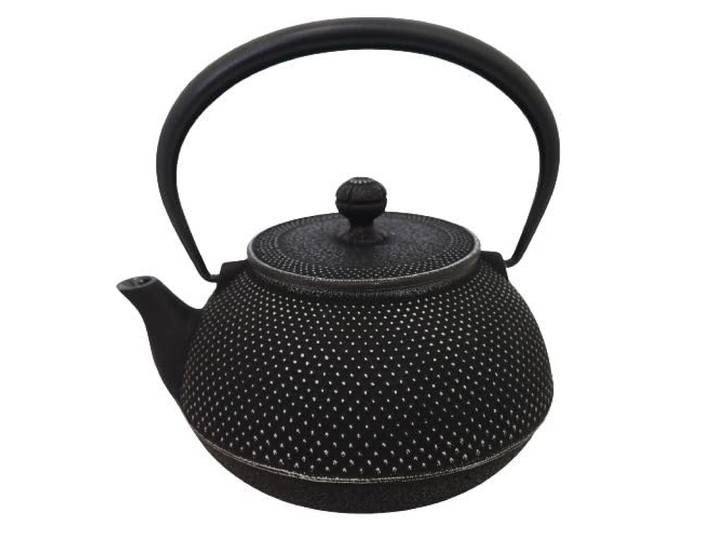 Iwachu Arare Gusseisen Teekanne - Schwarz-Silber 1.2L