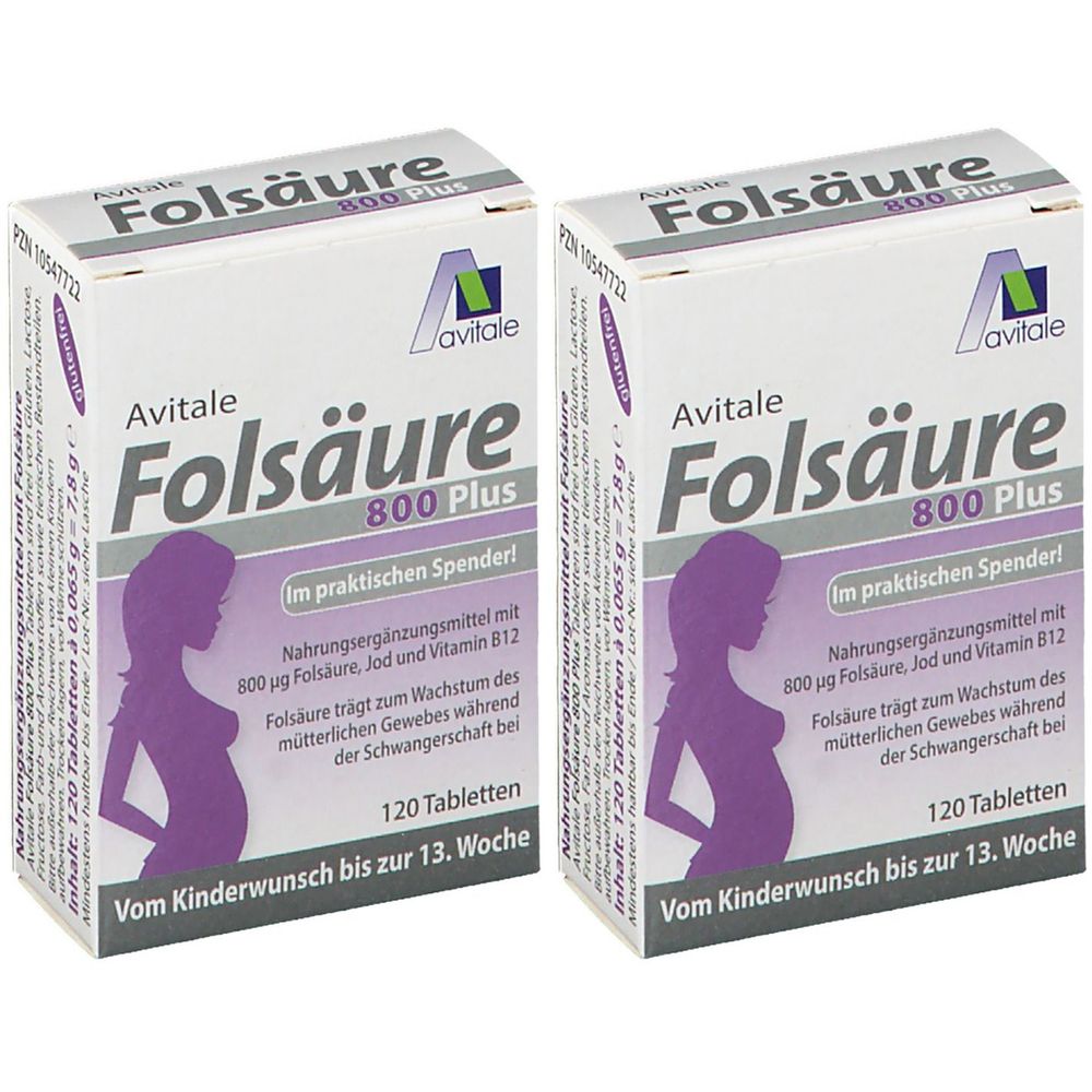 2x Folsäure 800 Plus B12+Jod Tabletten 2x120 St