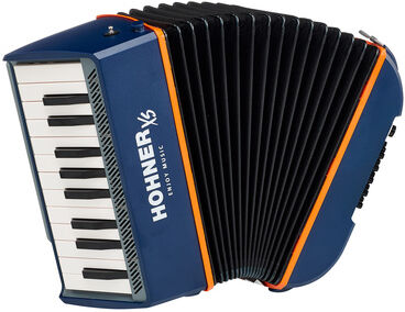 Hohner XS Accordion Piano blue Blau und Orange mit scharzem Balg und Verdeck