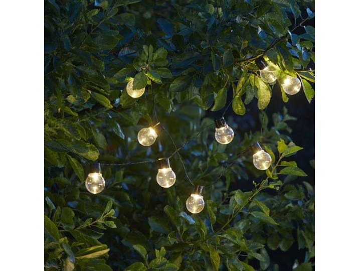Best Season - Solar LED Lichterkette Partaj - Mit Dämmerungssensor & separatem Solarpanel - Ideal für Garten & Balkon - Warmweißes Licht - 10 Kugeln , 2 m Kabel , Schwarz