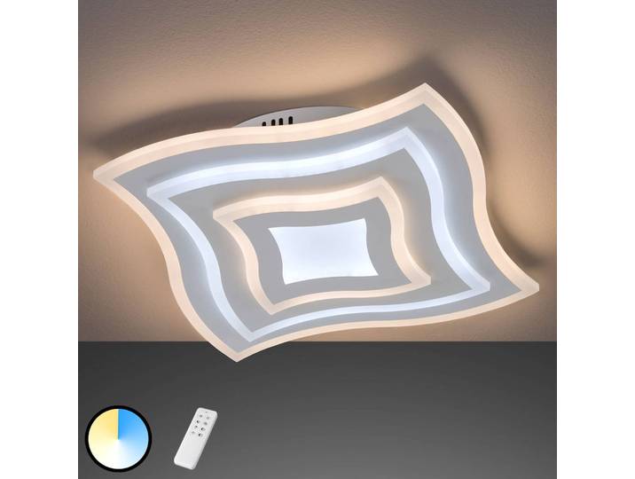 FISCHER & HONSEL LED Deckenlampe Gorden, dimmbar, weiß / opal, für Wohn- / Esszimmer, Metall, Modern, LED Deckenleuchte