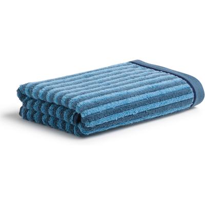 Handtuch MÖVE "Geometric Shapes Stripes", blau (steel blau), B:50cm L:100cm, Frottier, Walkfrottier, Handtücher