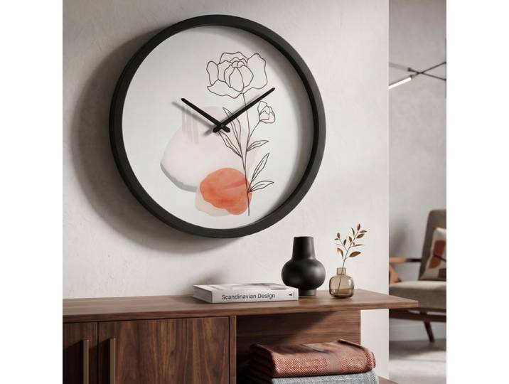 Horloge murale 40 cm Rose Calliope Blanc et Noir