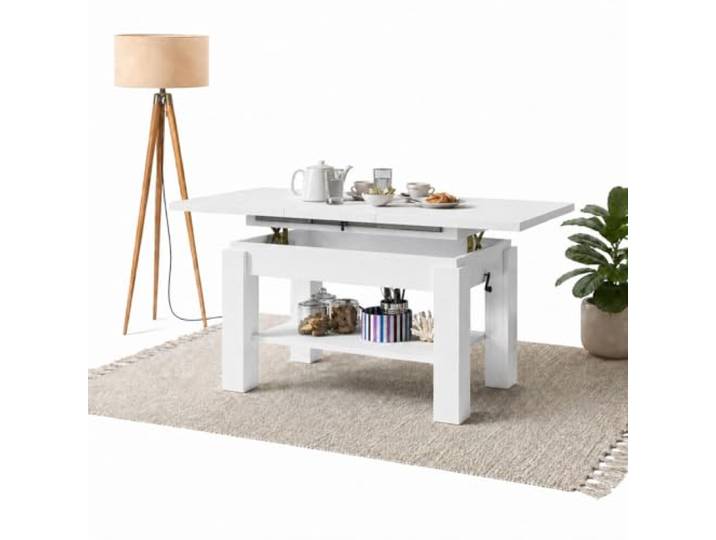 All4All Couchtisch Astra - Kaffeetisch - Wohnzimmertisch – Sofatisch mit Ablage - höhenverstellbar - kompakte Größe - Sofatisch - 110x68cm - 05 - Weiß