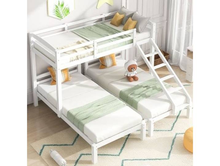 Lit Superpose Enfant 3 Places 90x200cm avec éChelle LatéRale pour Enfants et Adolescents Lit Mezzanine pour Enfants et Adolescents