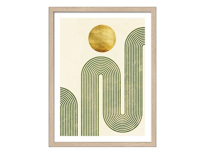 Image en bois Formes de la Terre C Verre flotté, MDF Vert/Doré 33 x 43 x 1cm