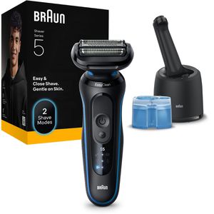 Braun Elektrorasierer Series 5, 52-B7000cc, blau, Wet & Dry, mit Reinigungsstation
