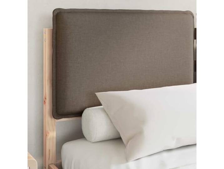 KTHLBRH Bett mit Kopfteil bezogen Taupe 160 x 200 cm Massives Kiefernholz, waschbarer Bezug, platzsparendes Design, einfache Montage