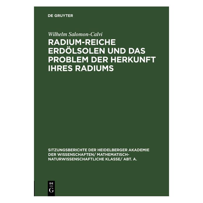 De Gruyter Salomon-Calvi:Radium-reiche Erdölsolen (67777032)
