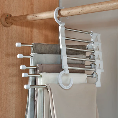 HomeDecorAndMore LLC 5 Layer Space Saving Wardrobe Hanger Ultimate Multi Function Organizer White