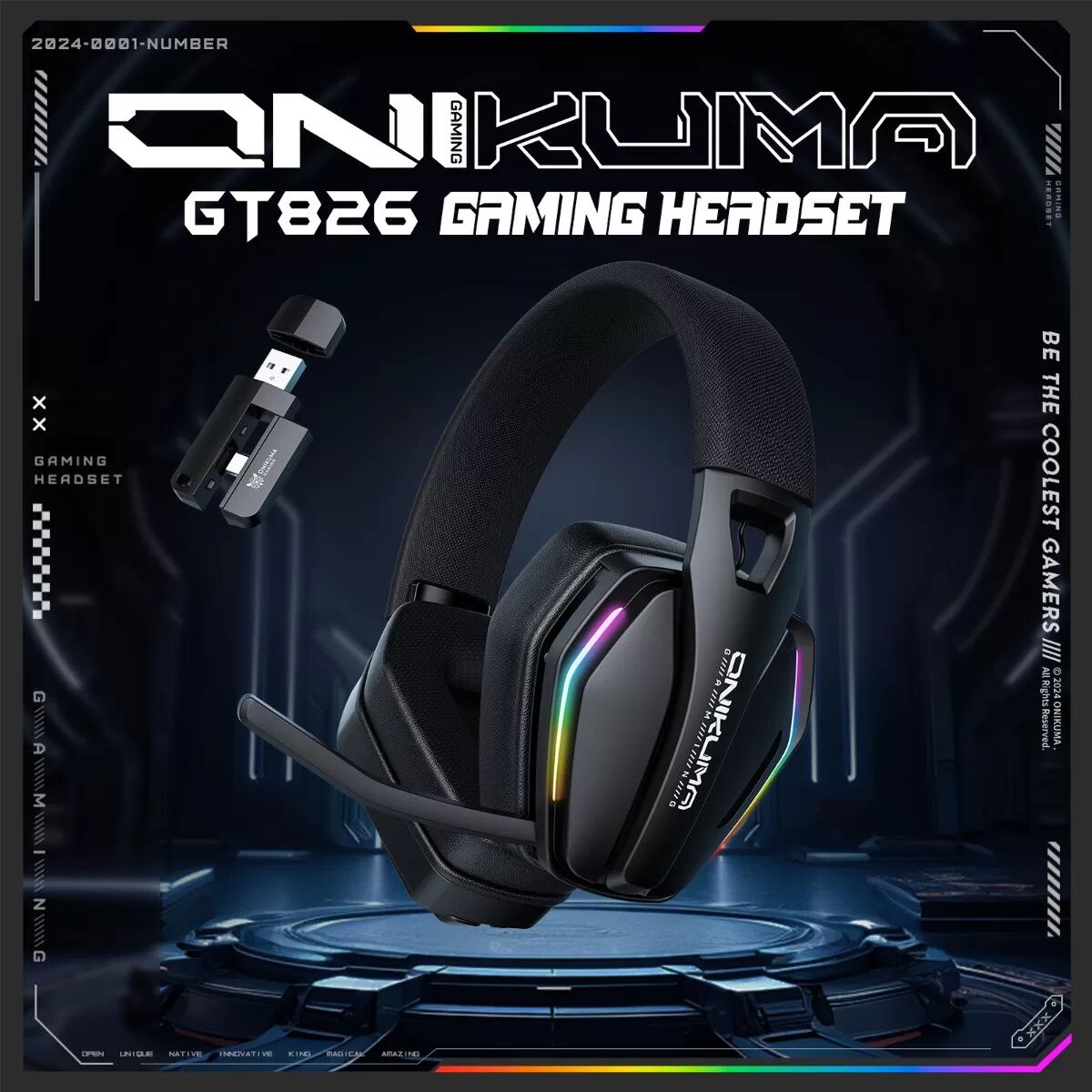 INF Tri‑Mode Gaming-Headset – 2.4G niedrige Latenz, Bluetooth SBC/AAC und kabelgebunden, 40mm Treiber, 1000mAh Akku