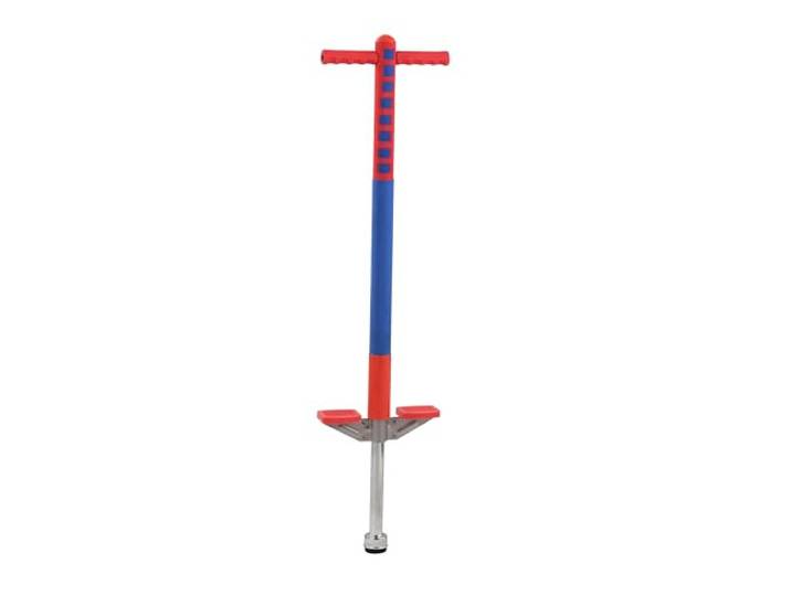 Relaxdays Pogo Stick\, pour Enfants\, bâton de Saut jusqu'à 35 kg\, Bleu/Rouge rembourré\, extérieur\, antidérapant\, inox
