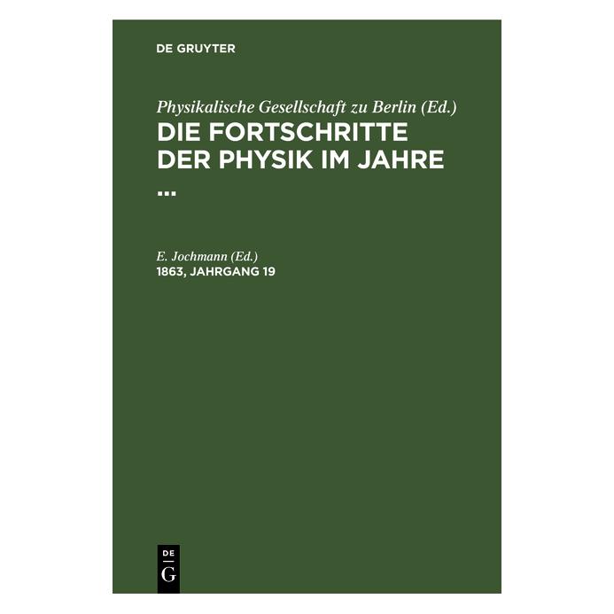 De Gruyter Die Fortschritte der Physik im Jahre.. (Deutsch, Hardcover) (67780982)