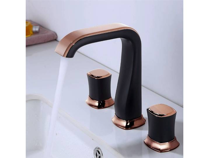 Robinet de salle de bain en or blanc, mitigeur de lavabo doré, robinet de lavabo noir à 3 trous, robinet de lavabo chromé