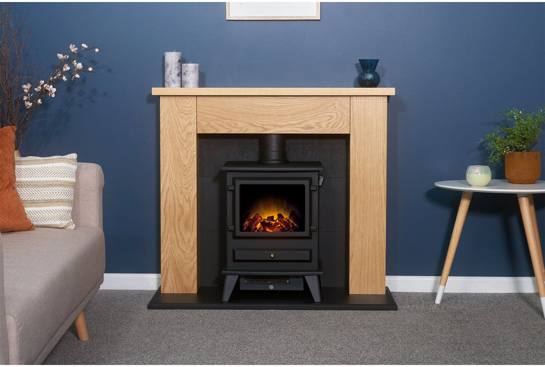 Adam Chester Electric Stove Suite Beige/Black