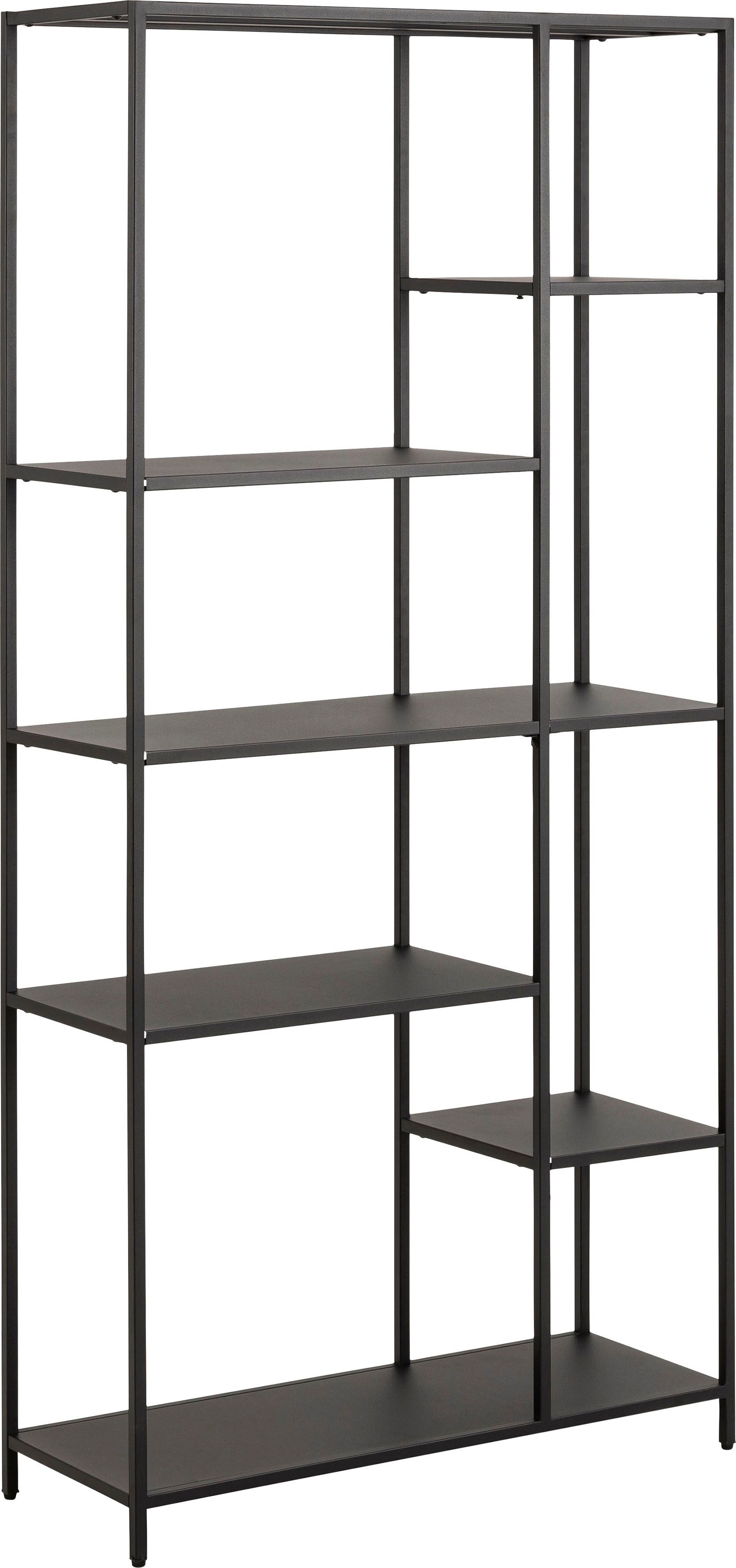 Bücherregal ACTONA GROUP "New York", schwarz, B:80cm H:165cm T:30cm, Metall, Regale, Bücherregal, Regal, aus einem Metallgestell in gradliniger Optik, Höhe 165 cm