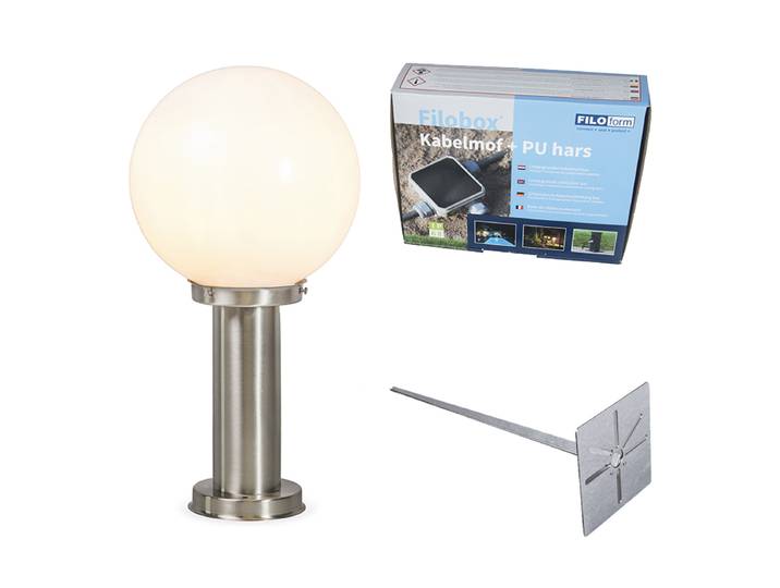 Lampe d'extérieur en acier inoxydable 50 cm - Sfera avec piquet