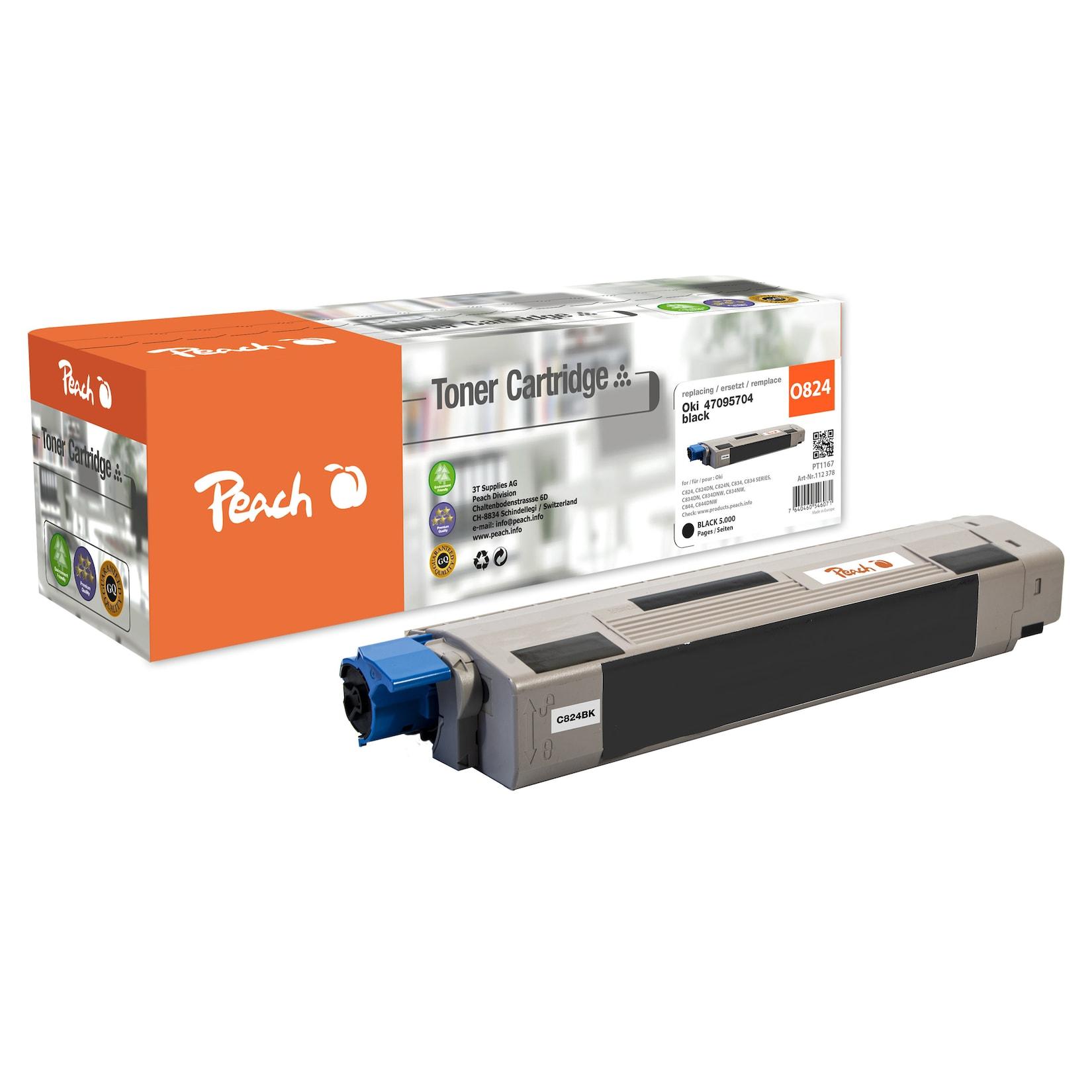 Peach O4709 Toner bk ersetzt OKI 47095704 für z.B. OKI C 834 DN, OKI C 834, OKI C 824 dn, OKI C 824 n, OKI C 824, OKI C 834 dnw, OKI C 834 nw (wiederaufbereitet)