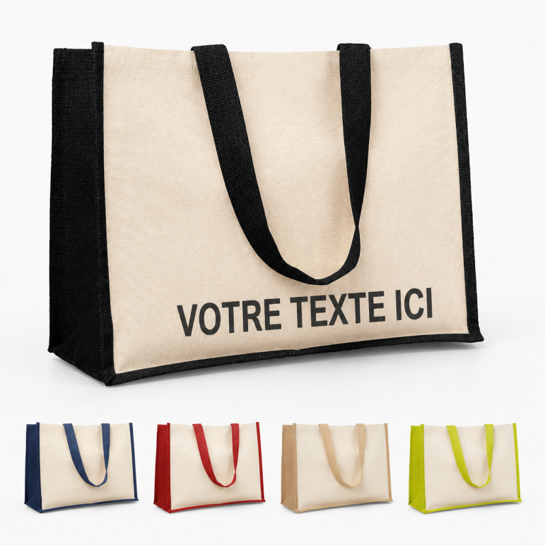 Sac personnalisable en coton bio jute noir