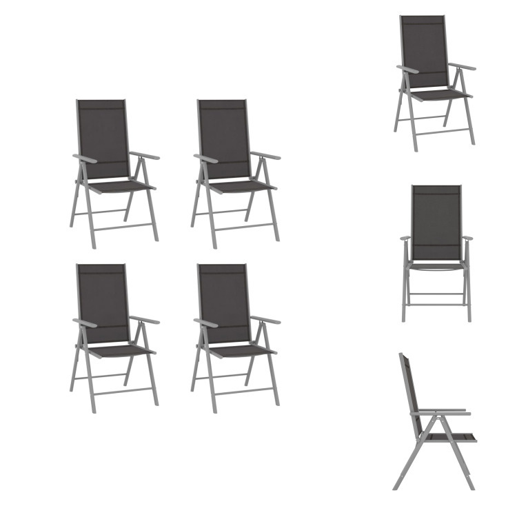 vidaXL Gartenstühle Klappbar 4 Stk. Textilene Schwarz - Gartenstühle