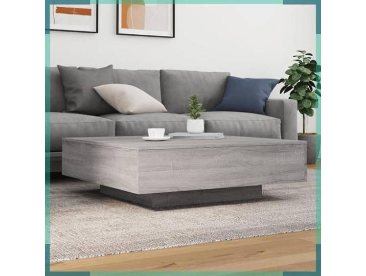Table Basse - 836600 - Sonoma Gris - 100x100x31 Cm - Bois D'Ingénierie