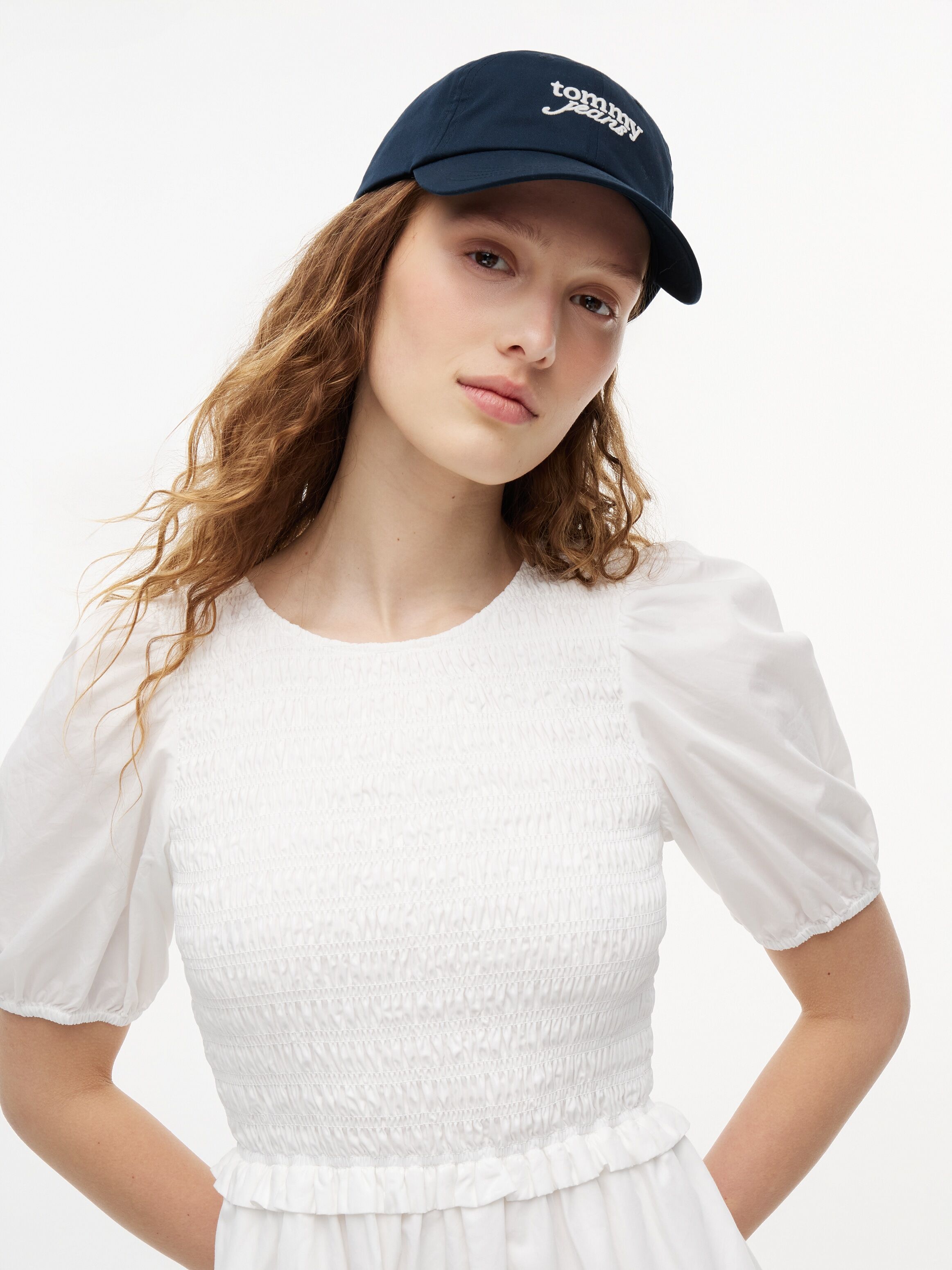 Baseball Cap TOMMY JEANS "TJW SCRIPT LOGO", Damen, blau (schwarz night navy), Web, Baumwolle, unifarben, Caps Baseball Cap, Regular fit mit festem Schirm schwarz night navy Einheitsgröße
