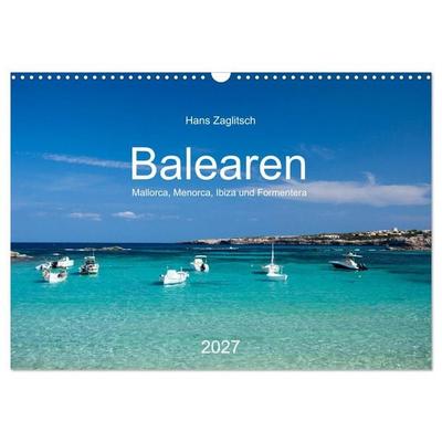 Balearen - Mallorca, Menorca, Ibiza und Formentera (Wandkalender 2027 DIN A3 quer), CALVENDO Monatskalender