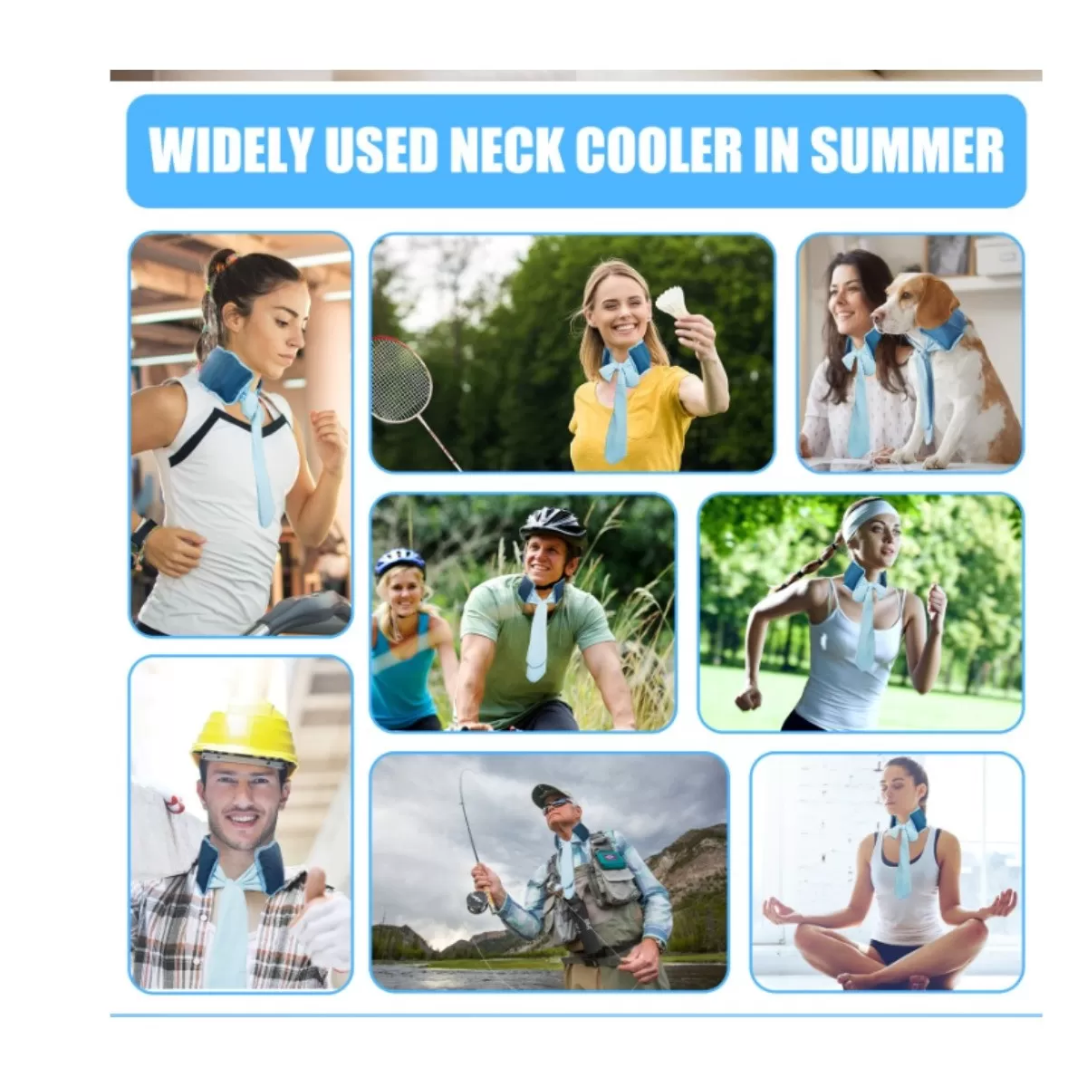 INF Outdoor Cooling Ice Neck Scarf - Evaporative Water-Absorbent Cooling Band for Travel Sports Grau+Blau