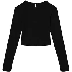 Bella Canvas, Damen, Sportshirt, Micro Rib Langarm Baby Tee (L), Schwarz