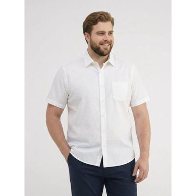 Streifenhemd LERROS "Lässiges Kurzarmhemd mit Streifenstruktur, große Größen", Herren, Gr. 4XL, Normalgrößen, weiß, 100% Baumwolle, Hemden