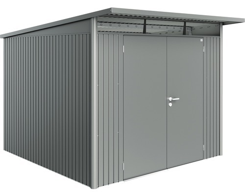 Biohort AvantGarde, Metallschuppen, Doppel, Schuppendach, Quarzmetallic grau, Stahl, Quarzmetallic grau