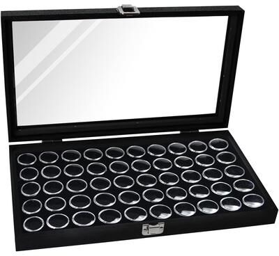 Neuxi Glass Top Jewelry Display Case with Removable 50 Gem Jars - S