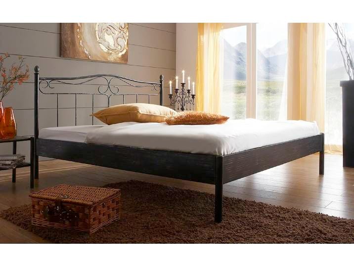Metallbett Iris , schwarz / silber gewischt , verschiedene Größen