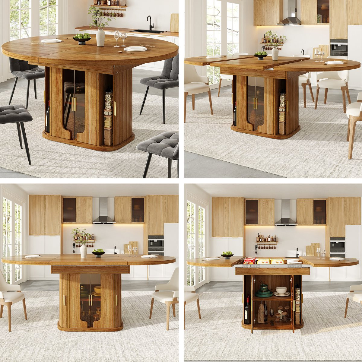 FLIEKS Uitschuifbare ronde eettafel met vlindertafel, uitbreidbaar voor volwassenen