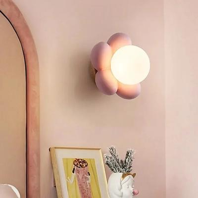 Rosa blume form wand licht hintergrund harz körper wand lampe für kind mädchen zimmer nacht sofa 110v-240v 5w