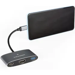 Kramer KDock-1 - Dockingstation - USB-C - HDMI (USB-C, 1 Port), Dockingstation + USB Hub, Silber