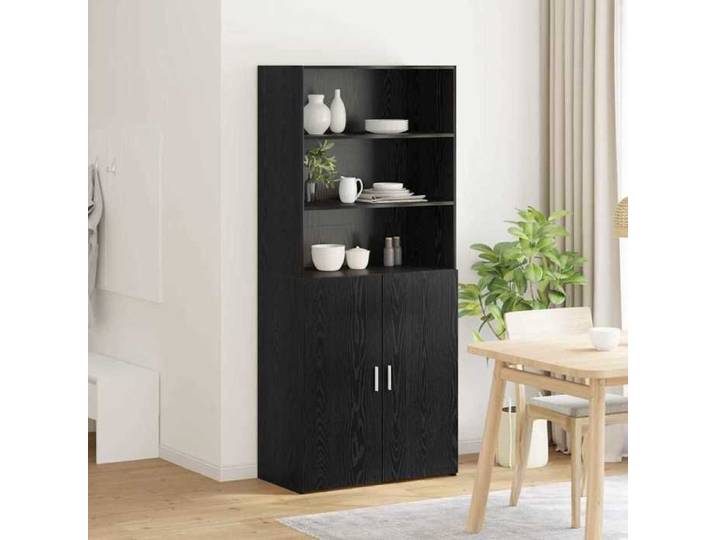 Noir Buffet haut CHIC Haut Armoire rectangulaire 1 PC Chêne noir 80x42 5x185 cm Bois d'ingénierie N16111