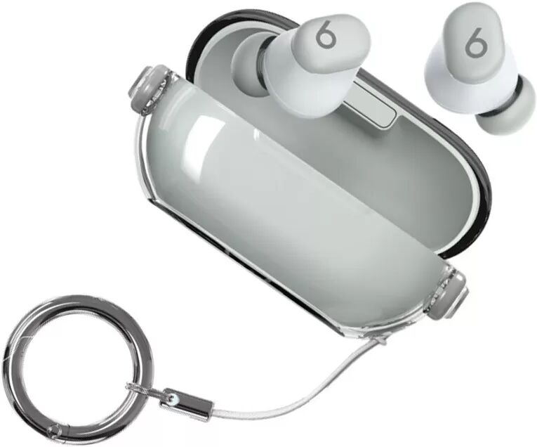 INF Étui de protection compatible avec Beats Solo Buds - Couvercle transparent verrouillable en PC TPU Gris transparent