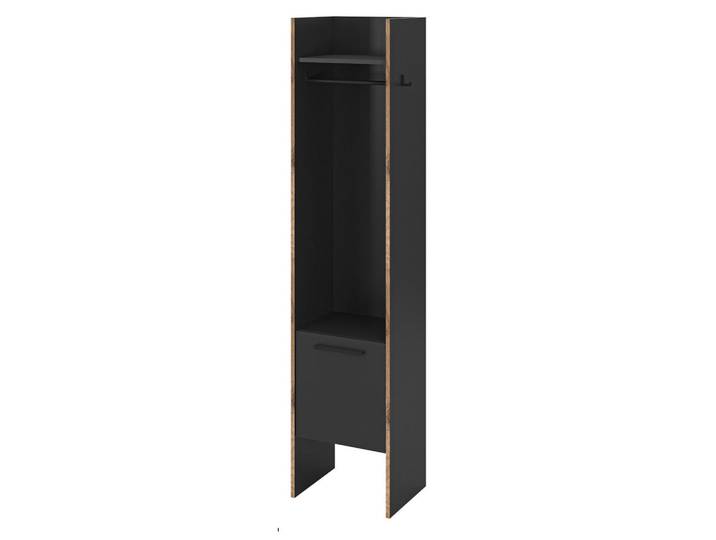 Inn.Furn Garderobe in grau und Nox Eiche Kompaktgarderobe 42 x 189 cm Salud, Dunkelgrau, Nachbildung,Eiche, Uni, einzeln stellbar,Rechteckig, 42x189x37 cm, Garderobe, Garderoben-Sets & Garderoben-Serien, Garderoben-Sets
