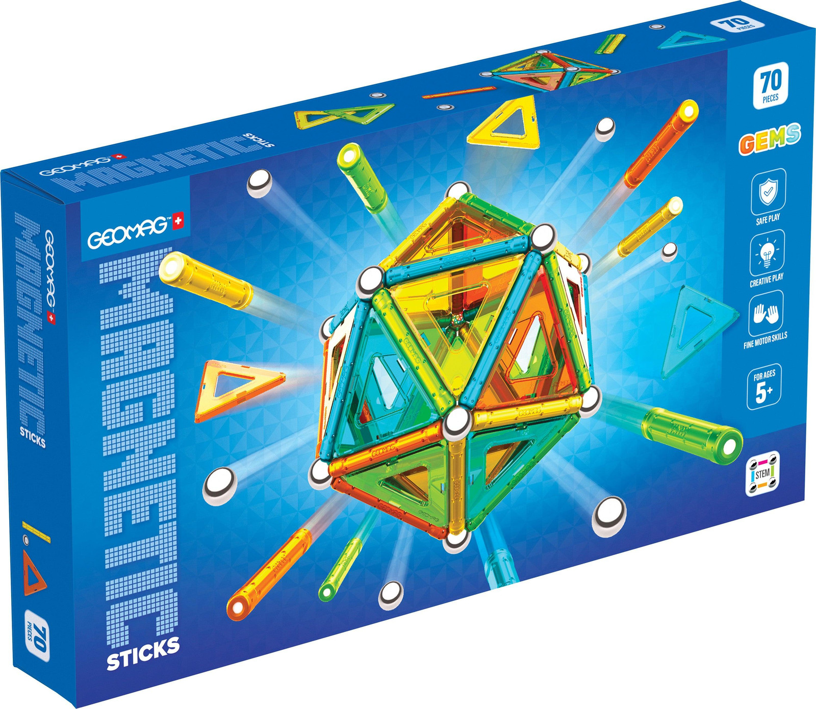Geomag Gems Magnetische Staven, 70 stuks